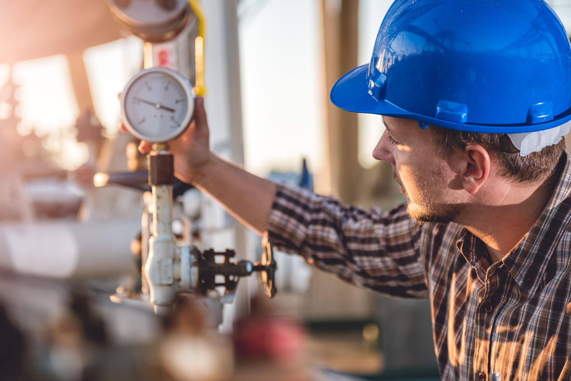 Man checking manometer